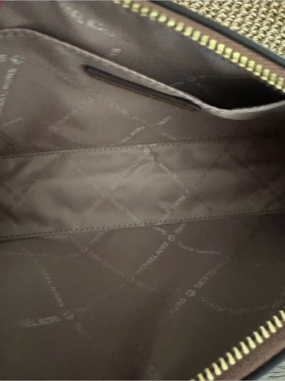 Michael Kors Brown Logo Crossbody Bag with Tan Trim